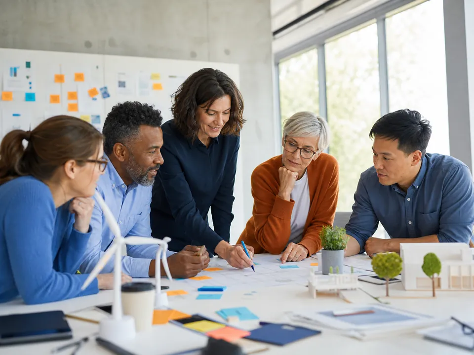 A multicultural team planning an education project